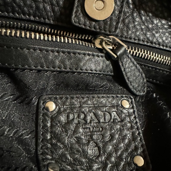 Prada Lux Chain Strap Large Nero Black Shoulder Bag Cervo Leather PURSE - Picture 10 of 11